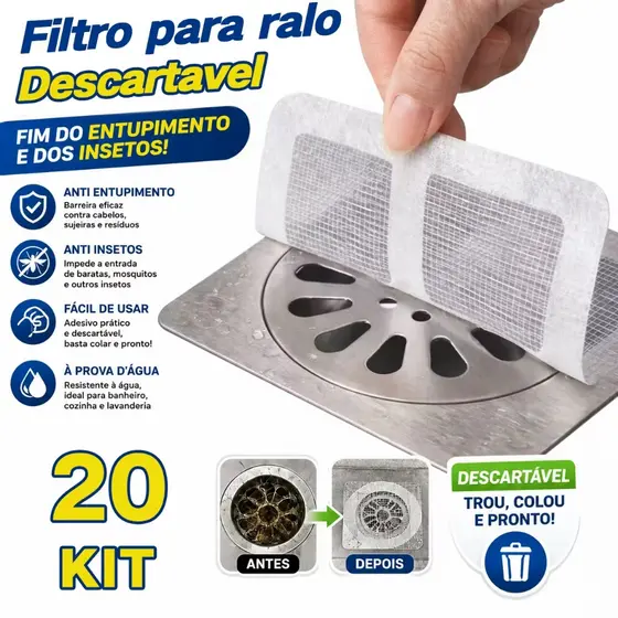 DAGUAN Kit20 Adesivos Protetores de Ralo Tela Descartavel Anti Entupimento e Anti Insetos