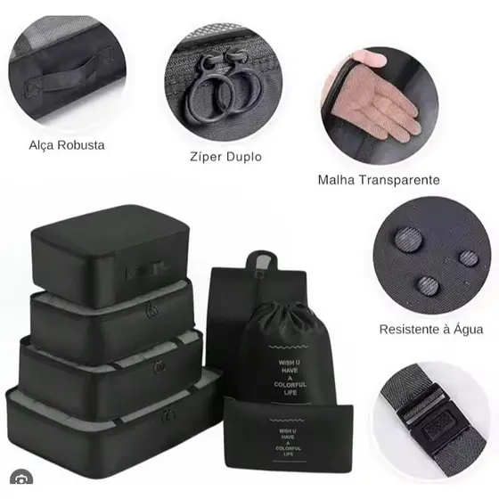 INLIS ANA Kit 7 Pecas Bolsa Organizadoras Para Mala Roupas Bagagem Viagem