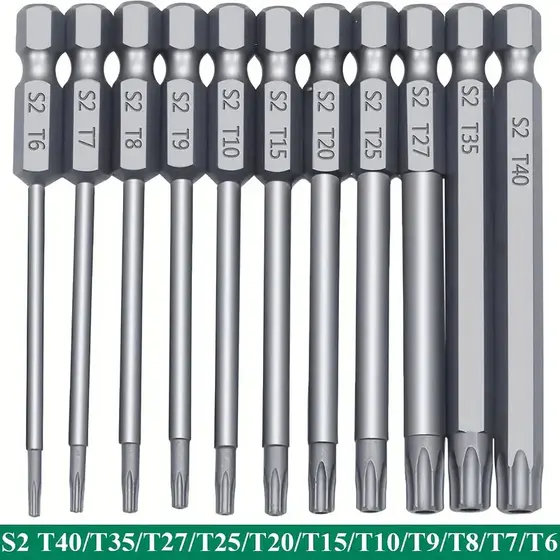 kit 11 chaves bits torx 100mm Compatíveis com parafusadeiras, chaves manuais e elétricas