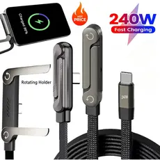240W Tipo-c Para Suporte Angular Cabo De Dados Jogos Cotovelo Telefone Dobrável Carregamento Rápido