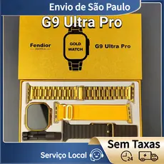 G9 Ultra Pro Ouro Smartwatch Relógio Inteligente Sem Fio Bluetooth Chamada Masculino Feminino Esporte Série Livre 3 Puls