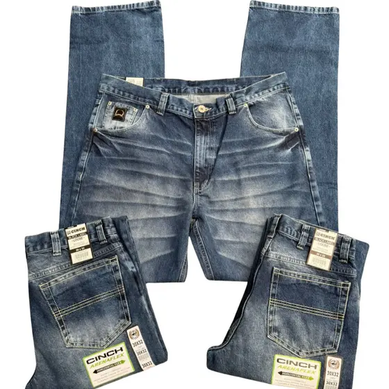 Calça Country Da Cinchh Masculina 100% Algodão Barra Larga Comprida Calca Cauntry Ariatt Jeans Grosso