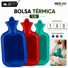 Bolsa Térmica de Água Quente 1,5L 1/2/3 Emborrachada Multiuso para Alívio de Dores Cólica Lombar Pescoço
