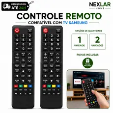 Controle Remoto Compatível TV Samsung Smart 1/2 Com Pilhas Universal Lcd