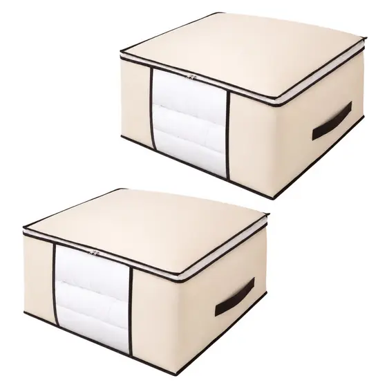 Kit 2 Bolsa Organizador Multiuso Visor Closet Abertura Dobrável Respirável Cobertor Edredom Roupa