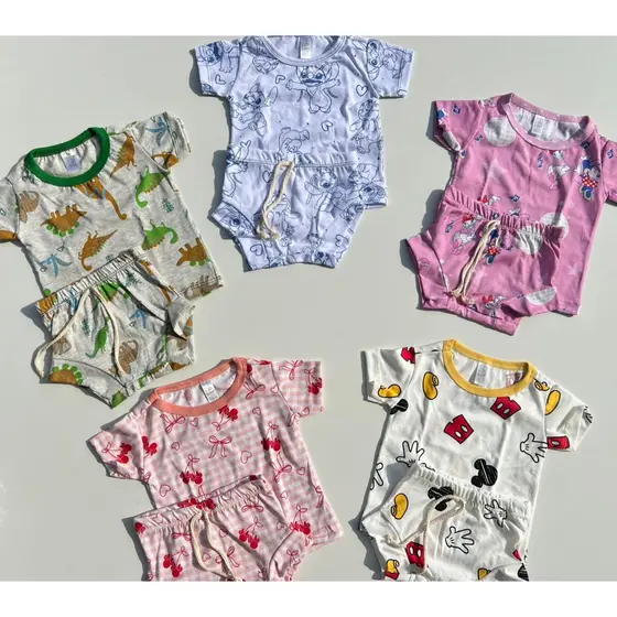 conjunto verao bermuda e camiseta infantil bebe unisexx minimalista BLUSA BERMUDA PAGAO