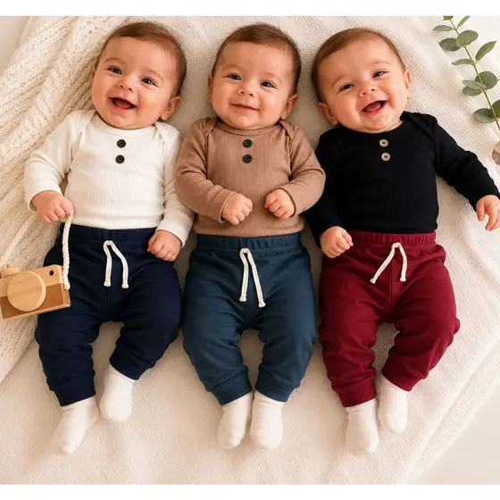 kit 4 peças mijão calça e body manga longa infantil bebe masculino e feminino