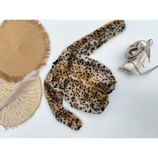 Jaqueta Pelo Onça Tecido Fleece Inverno Menina Menino Unissex Bebê Plush Quentinha