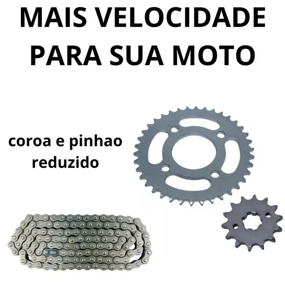 KIT RELAÇAO TRANSMISSAO Tração  REDUZIDA  TITAN  FAN 150/TITAN FAN 160 COROA 38 PINHAO 14 AÇO 1045