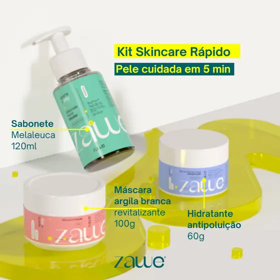 Kit Skincare coreano Creme Facial Hidratante Mascara Facial de Argila Branca e Sabonete Facial