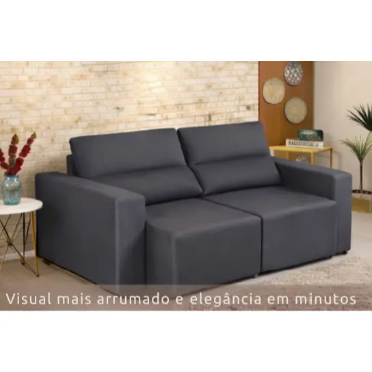 Capa de Sofá Retrátil 2 Lugares, Ajustável ,+ 2 Almofadas Estampadas, em Malha Gel