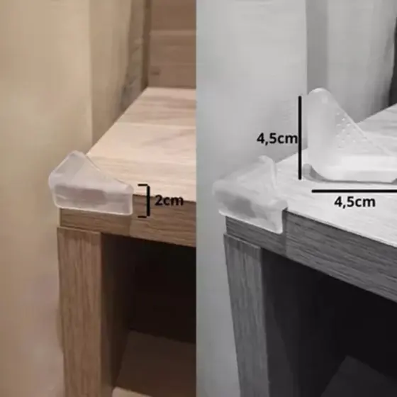 Kit 4 Protetores De Quina Silicone Mesa Segurança Para Crianças E Bebes Proteção De Ponta Móveis