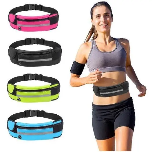 Pochete Esportiva Impermeável com Porta Celular, Faixa Refletiva e Saída para Fone – Ajustável