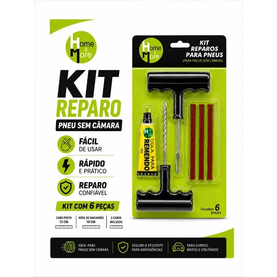 Kit Reparo Pneu sem Camara Profissional Plastico + Refil Macarrao Borracharia