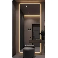 Espelho Retangular 120x60cm Lapidado com LED à Pilhas – Corpo Inteiro, Luz Quente, Moderno e Decorativo