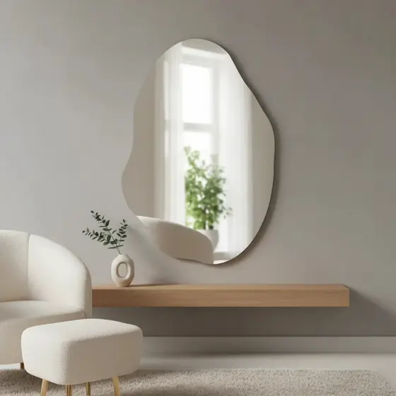 Espelho Orgânico 70x50 Lapidado Polido Moderno  C/Suporte  OFERTA (Habitare Home Decor) Elegante