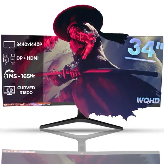 Monitor Gamer LED Full HD 1ms 100Hz 32"/27"/23,6"/34" Reta/Curva HDMI VGA - ESCOLHA POR VARIAÇÃO