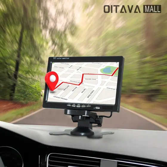 Monitor LCD 7 Pol Automotivo TFT para Câmera de Ré 2 Entradas RCA AV com Controle Remoto