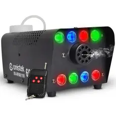 Máquina de Fumaça 600W Profissional 110V/220V Canhão 8 Leds RGB Coloridos Controle Remoto efeito