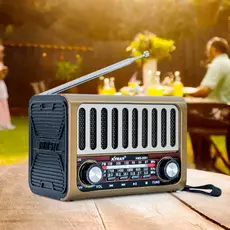Rádio Retrô Portátil Recarregável Bluetooth Fm/am/sw Usb Tf