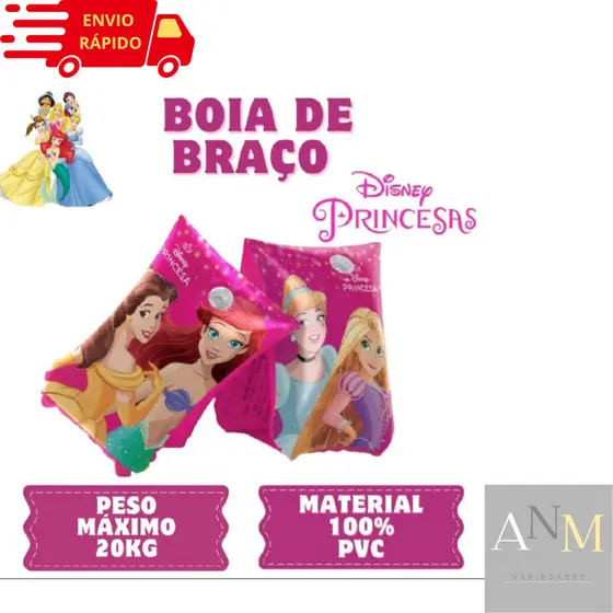 BOIA DE BRAÇO INFANTIL PRINCESAS ATE 20kg BOIA PISCINA DISNEY
