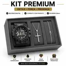 Kit Relógio Masculino Digital Sport À Prova D'Água Corrente Pulseira Pingente