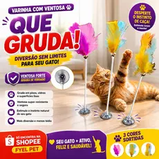Varinha para Gato com Ventosa  e Guizo | Brinquedo Interativo Que Gruda no Piso e Vidro