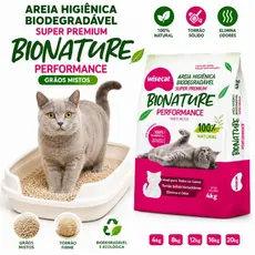 Areia de Gato Bionature Biodegradável | Grãos Misto | Areia de Gato Higiênica de Mandioca