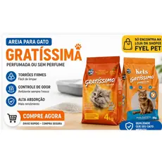 Areia de Gato Gratíssimo | Areia Higiênica Gatíssimo | Perfumada | Sem Perfume