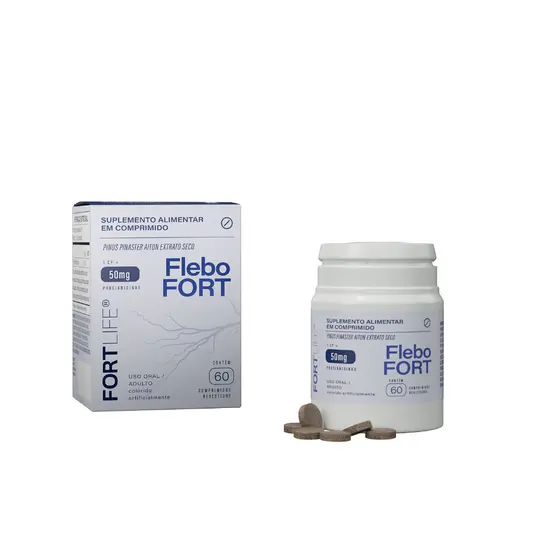 FleboFort (Pinus Pinaster Extrato Seco - Circulação, Cansaço, Inchaço) 50mg 60 Comprimidos FORTLIFE