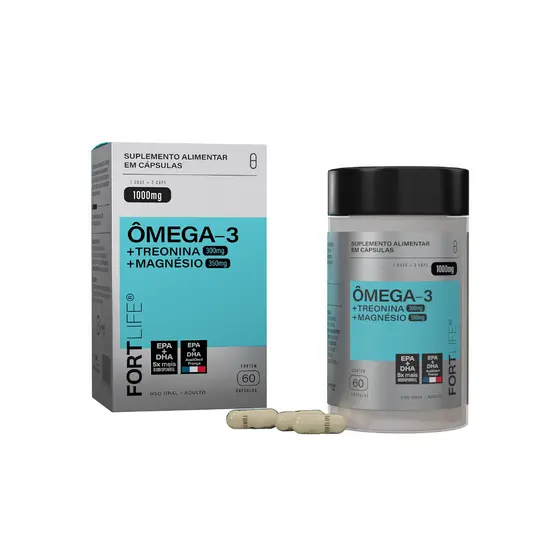 Treonato de Magnésio + Ômega-3 (5X Mais Biodisponível) 1000mg 60 Cápsulas FORTLIFE