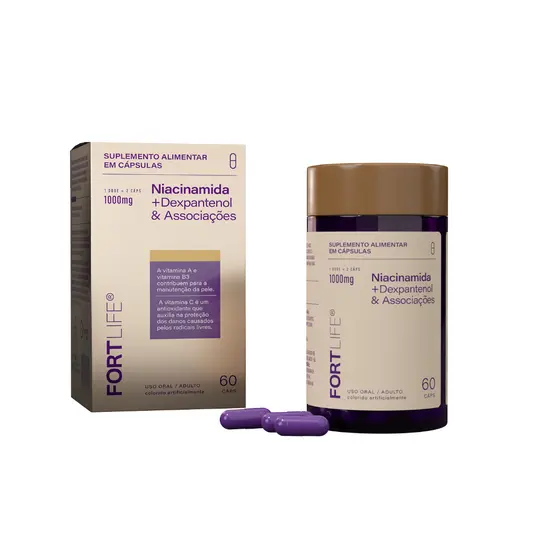 Niacinamida + Dexpantenol & Associações 1000mg 60 Cápsulas FORTLIFE