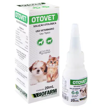 Otovet Solução Otológica 20mL Cães Gatos Infecção Ouvido Biofarm