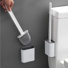 Kit Escova Sanitária Quadrada Limpeza Banheiro Parede Silicone privada suporte
