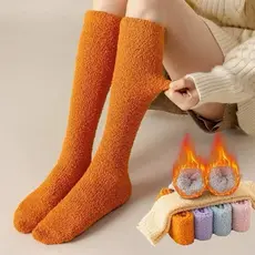 Kit 1/2/3/4 pares Meia De Lã Grosso Forrado Pelinho Super Quente Coral Femininos Meias De Chão De Outono E Inverno
