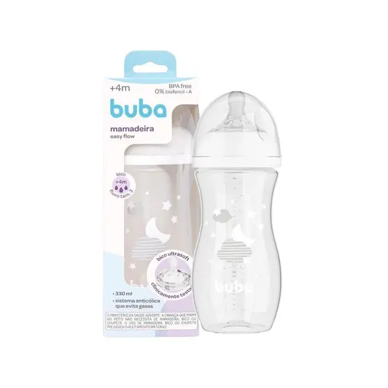 MAMADEIRA EASY FLOW 330ML NUVEM BRANCA - BUBA
