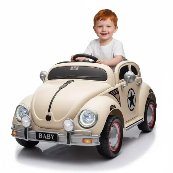CARRO ELETRICO FUSCA BRANCO 12V BEGE/BRANCO - SHINY TOYS