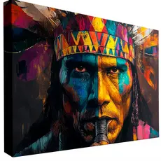 quadro decorativo sala 1 peça grande indio colorido