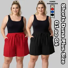 Short Duna G1 G2 G3 G4 Feminino Plus Size com Bolso Elástico na Cintura Estilo Confortável Verão