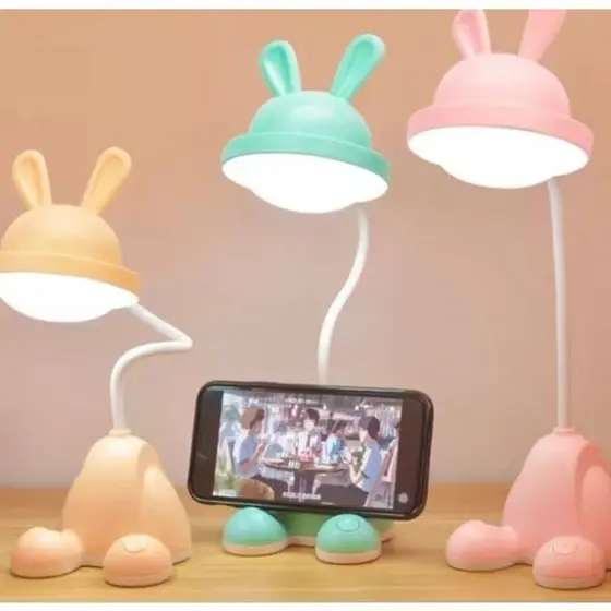 Luminária De Mesa Articulada Estilo Coelhinho