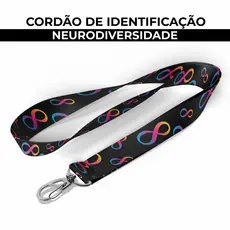 Cordão Identificação Neurodiversidade Preto Porta Crachá