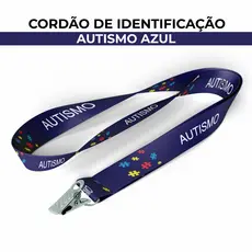 Cordão Identificação Autismo Autista Quebra-Cabeça Azul Porta Crachá