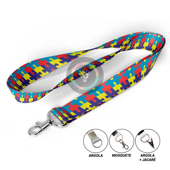 Cordão de Identificação Autista Quebra-Cabeça Autismo Colorido