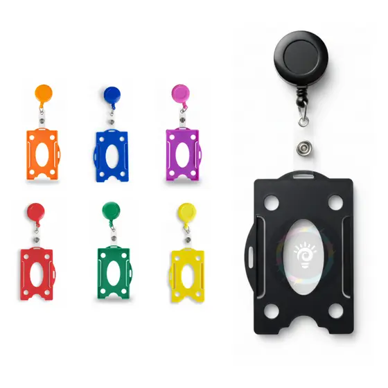 Roller Clip com Porta Crachá Horizontal e Vertical