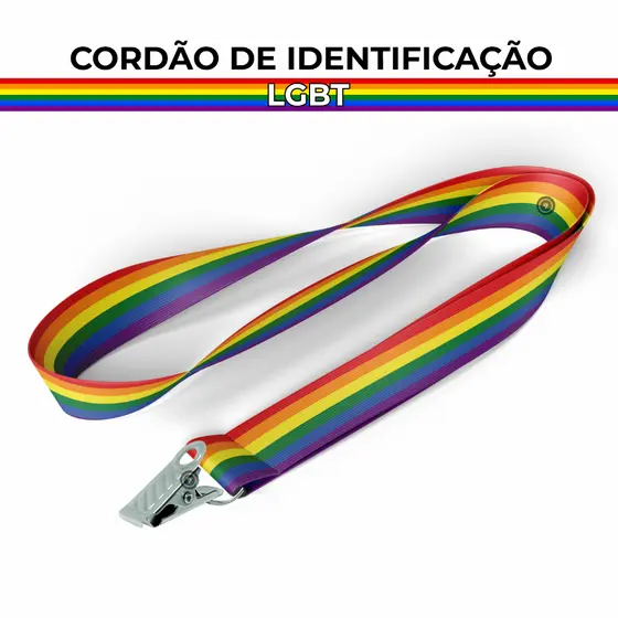 Cordão LGBT Arco-Íris Orgulho Bandeira para Crachá e Chaveiro Porta Crachá