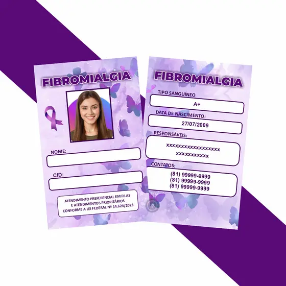 Kit Crachá PVC Fibromialgia com Cordão Crachá Personalizado