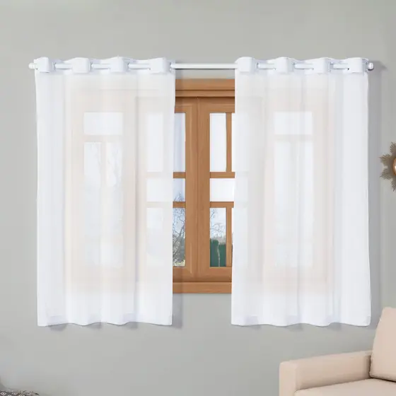 Cortina Para Quarto Sala Voil Branco Varão Simples Vários Tamanhos