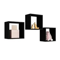 Kit 3 Nichos Mdf 15mm Preto TX Sala Quarta Banheiro Decoração