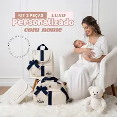 kit maternidade 3 peças bordado personalizado com nome / térmica e impermeável l mochila 3D