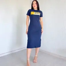 Vestido Midi Estampado Malha 100% Algodão
